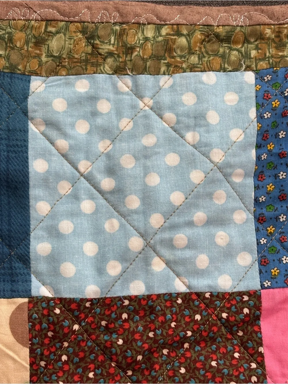 Handmade Reversible Dinosaur Baby Quilt Kids Patchwork Blanket 43x35